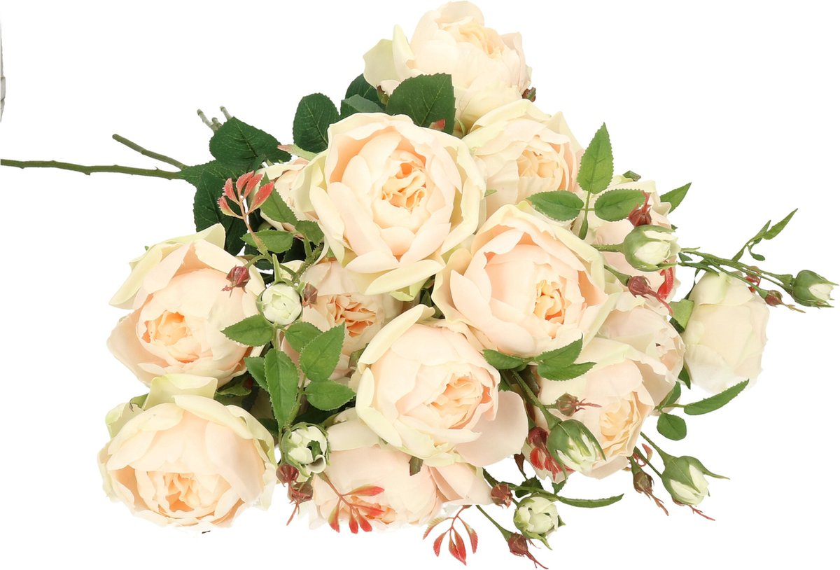 Top Art Kunstbloemen boeket roos Ariana - 8x - wit - 73 cm - kunststof steel - decoratie