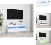 vidaXL TV-meubel - LED-verlichting - Hout - 100x35x40 cm - Wit - Kast