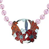 Behave Collier de perles roses avec pendentif fleur en émail