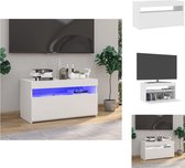 vidaXL TV-meubel Rovap - LED-verlichting - Hoogglans wit - 75x35x40 cm - Kast