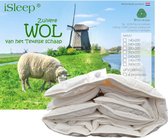 iSleep Wollen Dekbed - Enkel (Warmteklasse 2) - 100% Wol - Eenpersoons - 140x220 cm