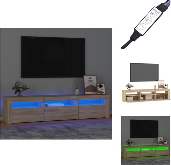 vidaXL Tv-meubel Sonoma Eiken - 180 x 35 x 40 cm - RGB LED - Kast