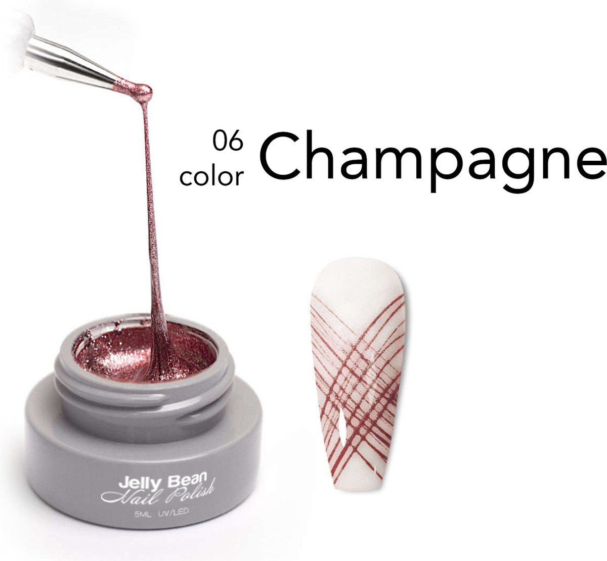 Goedkoopste Jelly Bean Nail Polish spidergel Roze goud - nail art gel Champagne - UV gellak 5ml
