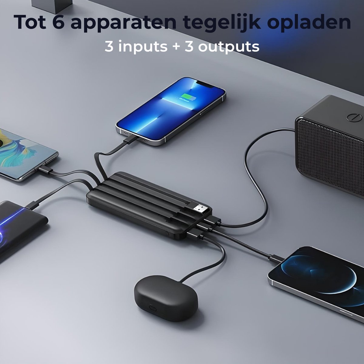 Power Bank 20000 mAh PD3.0 QC4.0 snel opladen externe batterij 3A USB C draagbare oplader met digitaal lcd-display 3 uitgangen en 2 ingangen voor smartphone tablet (004