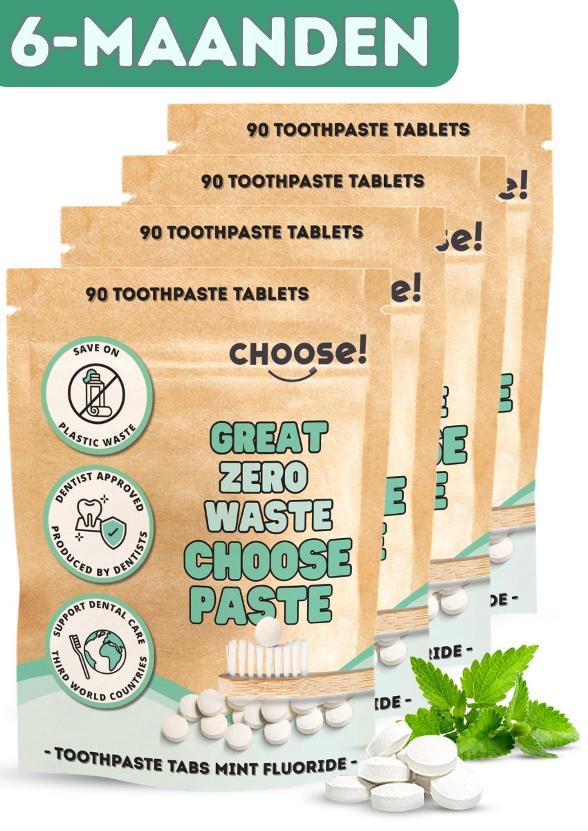 Goedkoopste CHOOSE Family Box - 360 Tandpasta Tabletten - Duurzaam - Aanbevolen door Tandartsen - Zero Waste - Vegan - Fluoride - Ecologisch Verantwoord