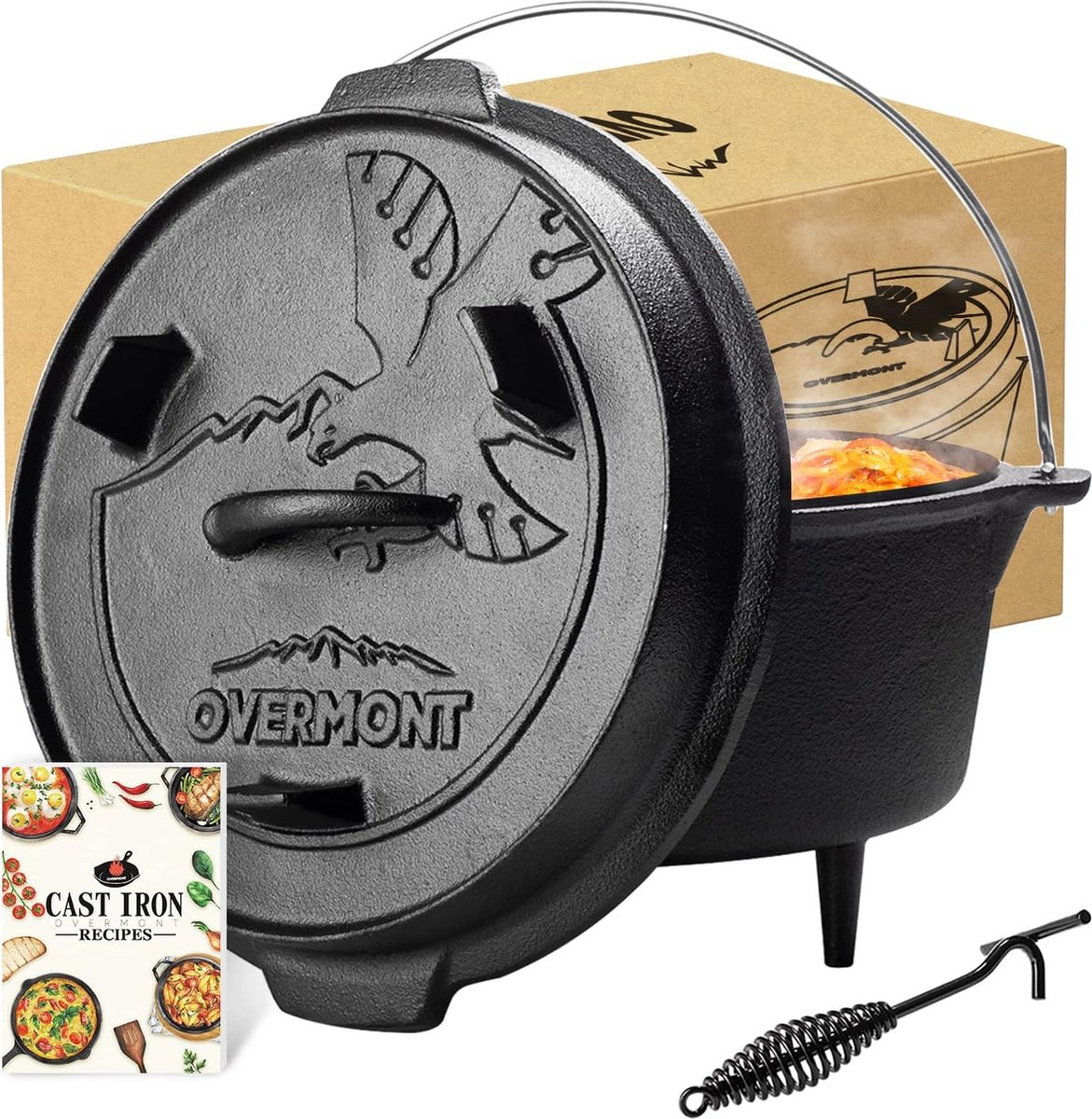 Dutch Oven vuurpot gietijzeren kookpot voor tuinkampvuur, kamperen.