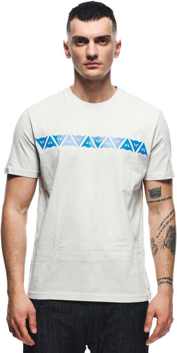 Dainese Dainese T-Shirt Stripes Light Gray Directoire Blue - Maat XL -