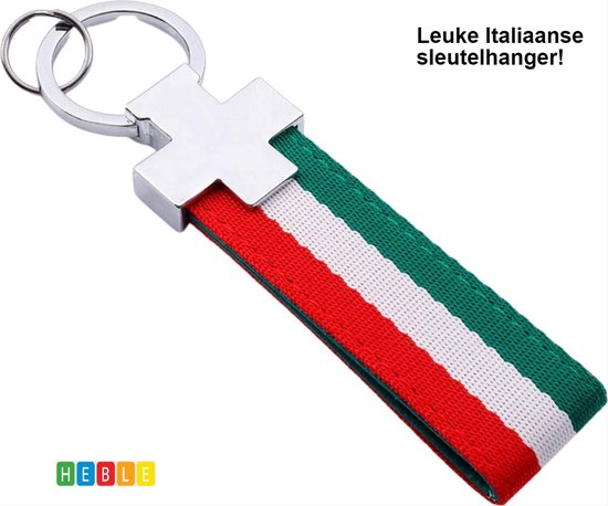 MIBANDERA Sleutelhanger, Italiaanse vlag van elastisch linnen, met sluiting en ring., vlag italië kort, Eén maat