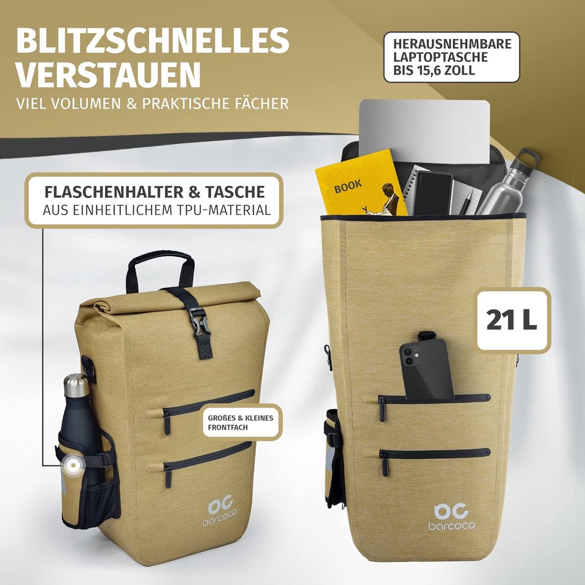 HOMIEE 3-in-1 fietstas, bagagedrager, 25 liter, bagagedragertas, rugzak