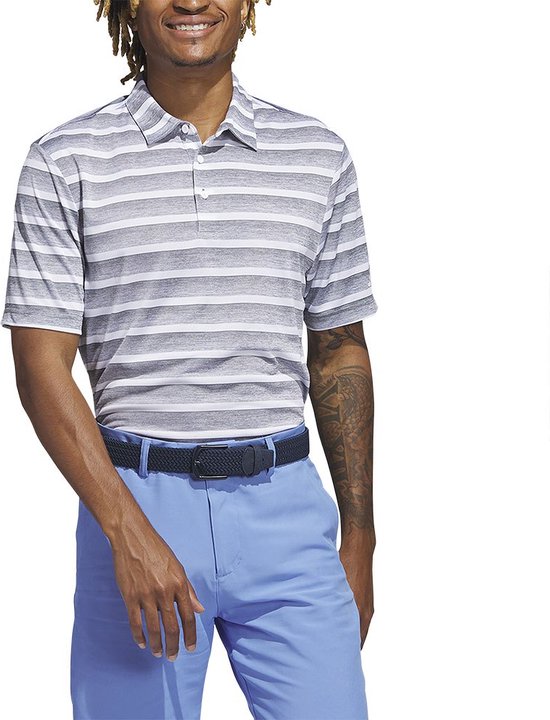 Adidas 2 Color Stripe Polo Met Korte Mouwen Grijs S