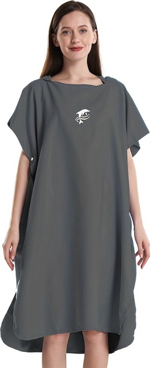 Livano Surf Poncho Voor Volwassenen - Omkleed Handdoek - Dames & Heren - Zacht - Donkergrijs