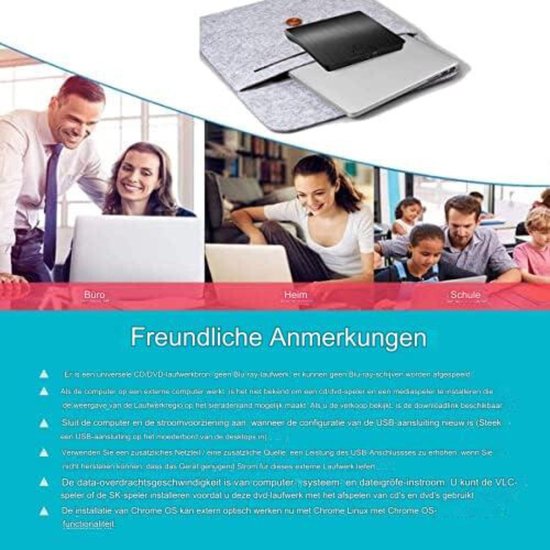Externe DVD Speler - Externe DVD Speler voor Laptop - Externe DVD Speler en Brander - USB 3.0 - Zwart — afbeelding 5