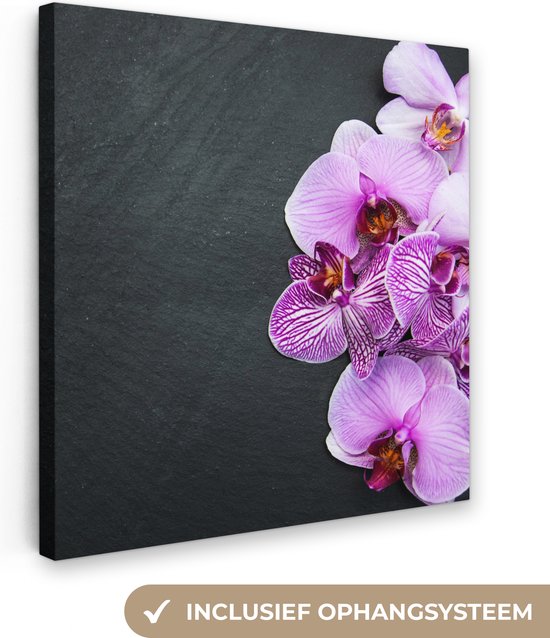 Canvas Schilderij Orchidee - Bloemen - Roze - Flora - 90x90 cm - Wanddecoratie