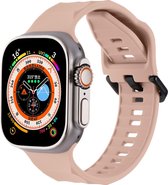 Mobigear Siliconen Watch bandje geschikt voor Apple Watch Bandje Gespsluiting | Mobigear Sport - 49/45/44/42 mm - Roze
