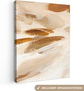 Canvas Schilderij Verf - Schilderen - Bruin - 60x80 cm - Wanddecoratie