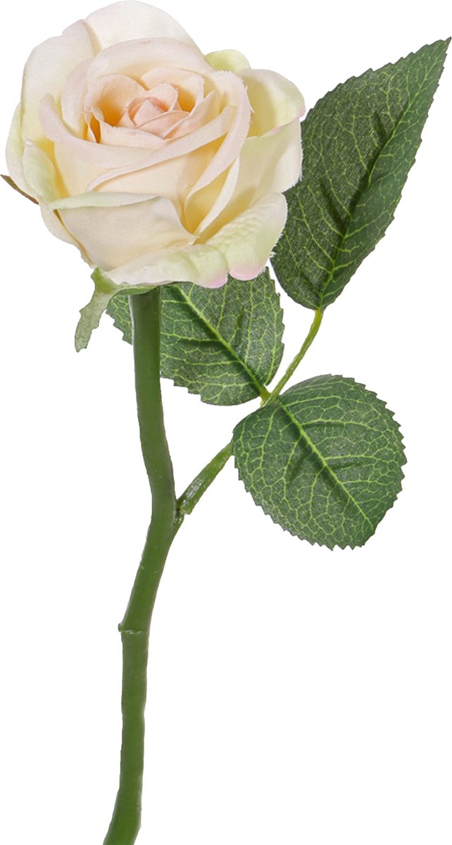 Top Art Kunstbloem roos Nina - creme wit - 27 cm - kunststof steel - decoratie bloemen