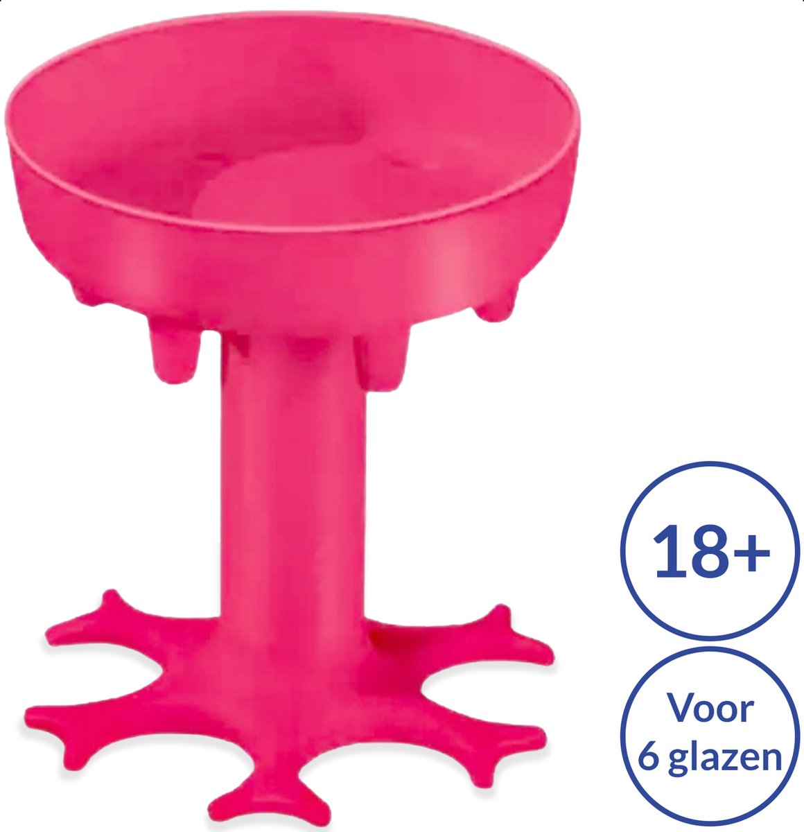 GAGATO Drankdispenser Roze voor Alcohol - Shot Fontein voor Drankspel - Shot Dispenser voor 6 shotglaasjes