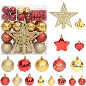 vidaXL - 70-delige - Kerstballenset - goud - en - rood