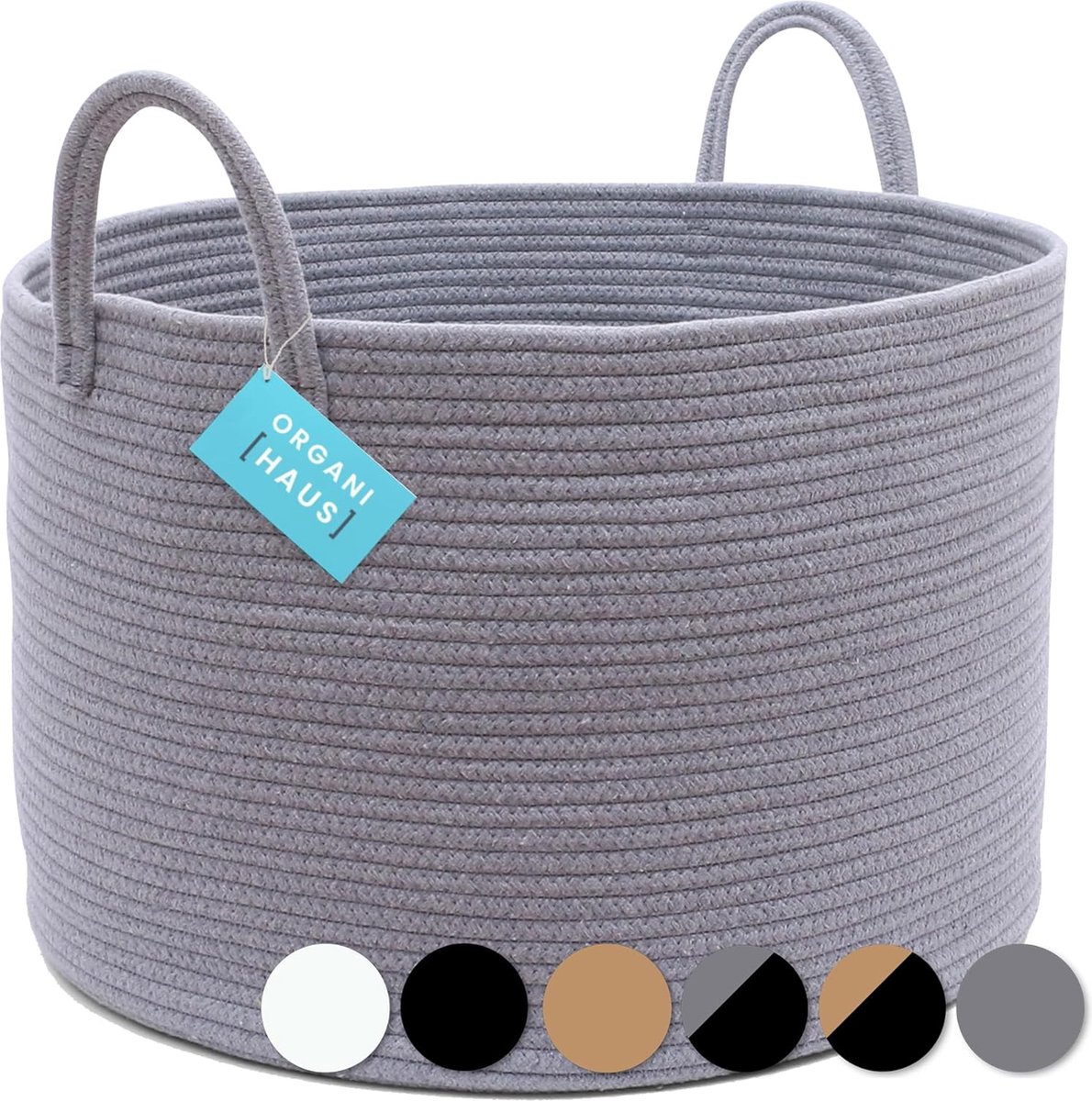 Panier à linge en corde de coton avec poignées, panier de rangement pour  bébé, panier de rangement pour jouets, oreiller 51 x 33 cm