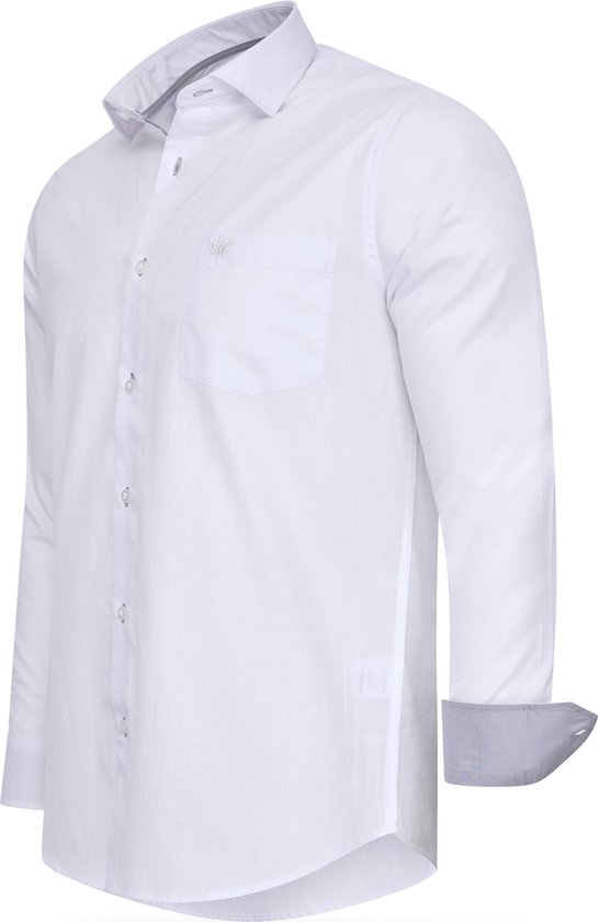 Cappuccino Italia - Heren Overhemden Overhemd Uni - Wit - Maat XL