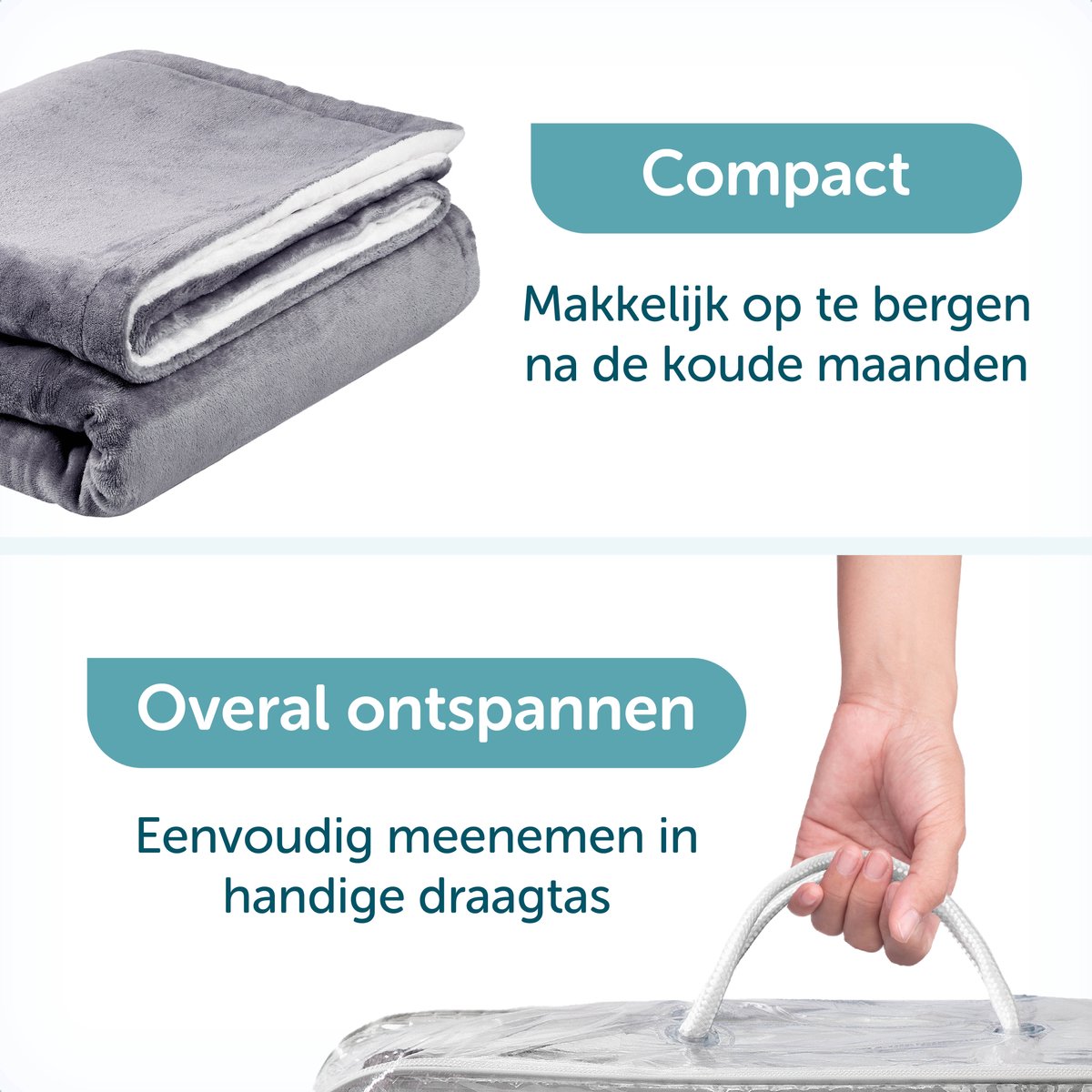 Afbeelding 3 van ForDig Elektrische Bovendeken – Warmtedeken - Verwarmingsdeken - 1 persoons – 6 warmtestanden – Timer – 160 x 120cm - Grijs