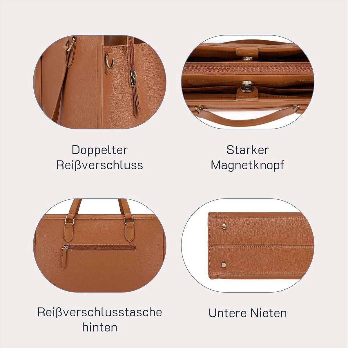 Lunchtas voor dames, 2-in-1 lunchtas en handtas combinatie, laptoptas 15,6 inch, grote werktas voor dames, 36 x 15.2 x 13.9 cm