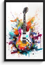 Fotolijst incl. Poster - Gitaar - Graffiti - Muziek - Wit - 40x60 cm - Posterlijst