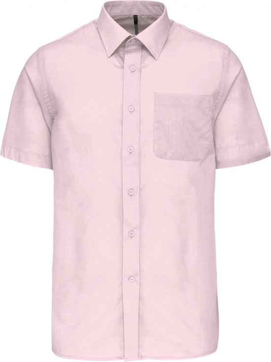 Overhemd Heren XS Kariban Korte mouw Pale Pink 65% Polyester, 35% Katoen
