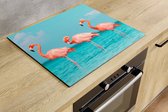 Inductiebeschermer - Drie Flamingo's - 71x52 cm - Inductiebeschermer - Inductie Afdekplaat Kookplaat - Inductie Mat - Anti-Slip - Keuken Decoratie - Keuken Accessoires