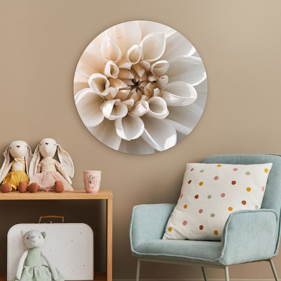 WallCircle - Wall Circle - Wall Circle Indoor - Fleurs - Wit - Plantes - 60x60 cm - Décoration murale - Peintures Ronds