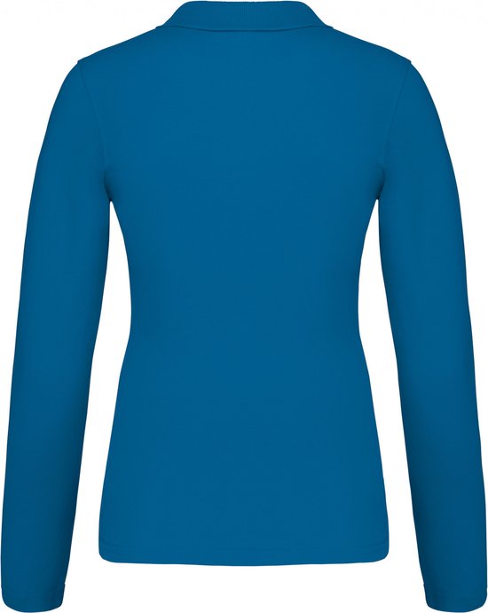 Polo Dames M Kariban Kraag met knopen Lange mouw Tropical Blue 100% Katoen