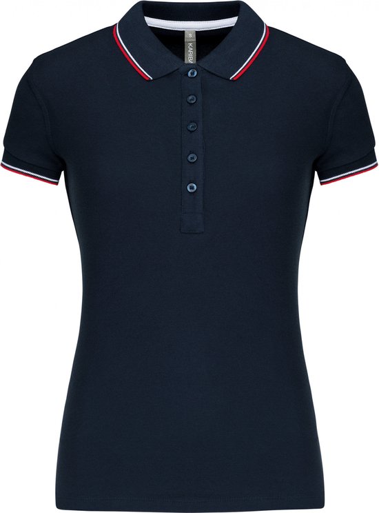 Kariban Damespolo korte mouwen K251 - Navy / Red / White - S