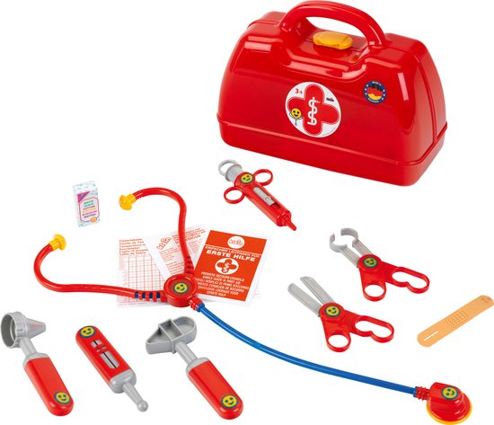 Klein Toys artsenkoffer - afgeronde hoeken - incl. speelgoedinstrumenten - 24x11x19 cm - rood - Klein