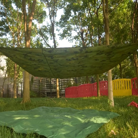 Bâche Imperméable 3x3m - Voile D'ombrage UV - Camping/Tente/Hamac - Armée Verte