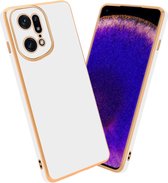 Cadorabo Hoesje geschikt voor Oppo FIND X5 PRO in Glossy Wit - Goud - Beschermhoes Case Cover van flexibel TPU-silicone en met camerabescherming