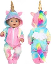 Unicorn Onesie Rainbow - Couleurs arc-en-ciel - Vêtements de poupée pour Pop 43 cm - Convient pour Bébé Born - Coloré