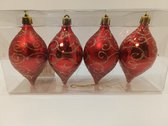 Kerstballen - rood - onbreekbaar - 4 stuks