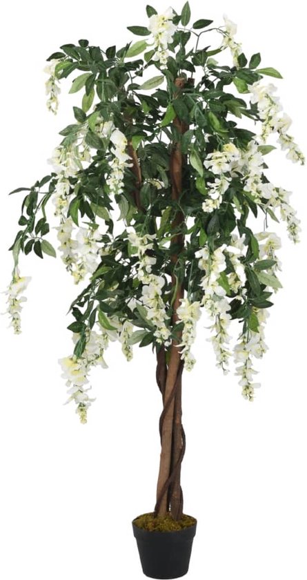 vidaXL - Kunstplant - wisteria - 1260 - bladeren - 180 - cm - groen - en - wit