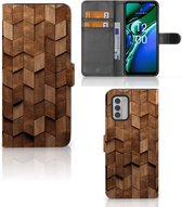 Book Style Case geschikt voor Nokia G42 Wooden Cubes