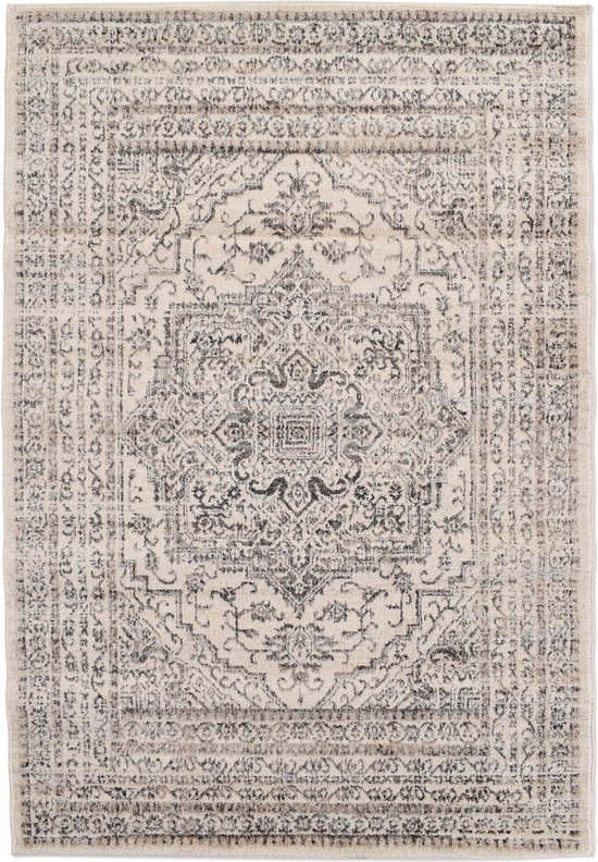Vercai Rugs Florence Collectie - Laagpolig Vloerkleed - Polypropyleen - Ivoor - 80x150 cm