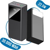 ISHIVA® Powerbank 30000 mAh met Zaklamp - Snellader met 22.5W - USB, USB-C - Powerbank iPhone - Powerbank Samsung