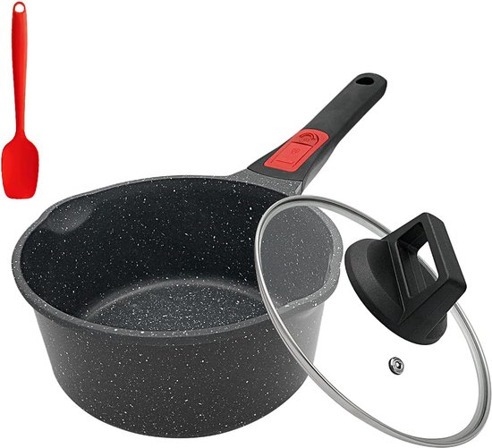 1,5L melkpan met deksel, roestvrijstalen melkpan met fluitje, dubbelwandig met antislip plastic handgreep, voor elektrisch gas inductie waterbad