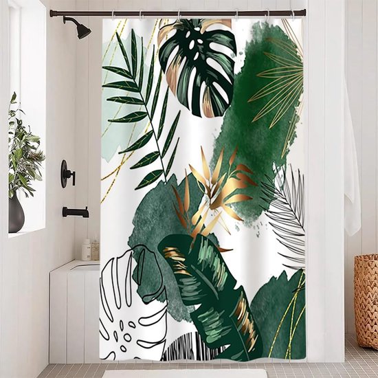 Rideau De Douche Mandala Fleurs De La Vie – 175x180 Cm, Noir Et Blanc, Polyester