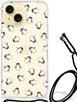 Doorzichtige Silicone Hoesje Geschikt voor iPhone 15 Pinguïn