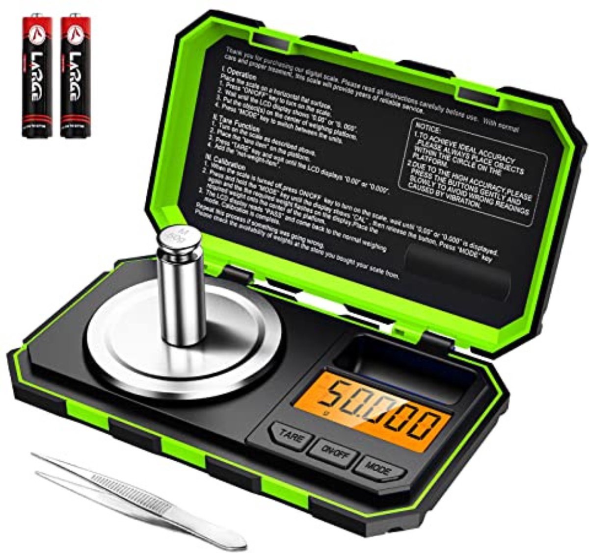 Weegschaal 0 01 Gram - Weegschaal Keuken - Precisie Weegschaal - Groen