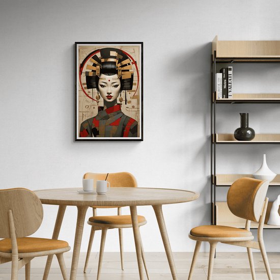 Affiche Orientale | Geisha Poster | Geisha dorée | Affiche intérieure | Affiche Style Oriental | Asie Poster | 61x91cm | Décoration murale | Affiche murale | MT | Convient pour l'encadrement