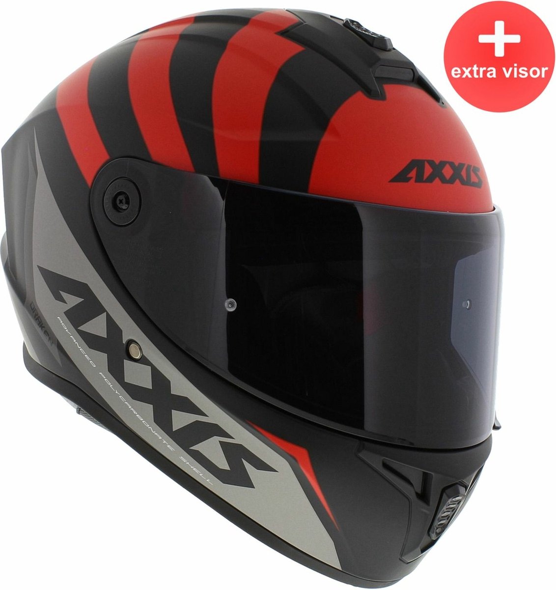 Axxis Draken S integraal helm Premier mat rood L + extra (donker) vizier in de doos!