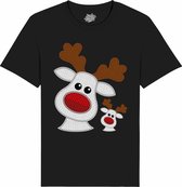 Rendier Buddies - Foute Kersttrui Kerstcadeau - Dames / Heren / Unisex Kleding - Grappige Kerst Outfit - Knit Look - T-Shirt - Unisex - Zwart - Maat M