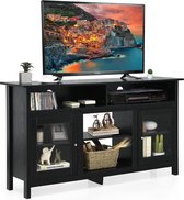 Tv-kast voor tv's tot 65 inch, 2-in-1 tv-standaard & haardkast voor 18 inch elektrische open haard, tv-lowboard, sideboard, woonkamerkast van hout, 147 x 40 x 81,5 cm (zwart)