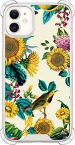 Casimoda® hoesje - Geschikt voor iPhone 11 - Zonnebloemen / Bloemen - Shockproof case - Extra sterk - Siliconen/TPU - Geel, Transparant
